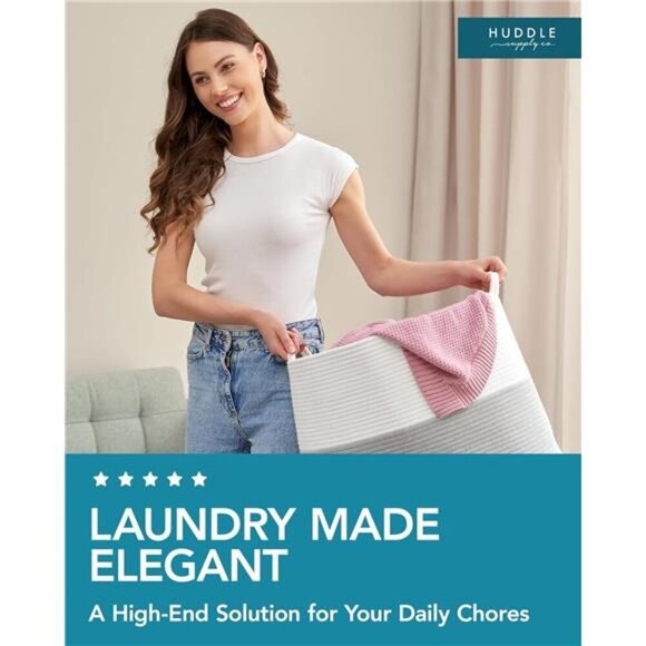 XXXXL WASHABLE Jumbo 24" x 17"Extra Large Basket for Blankets Cotton Rope Basket - Picture 5 of 7